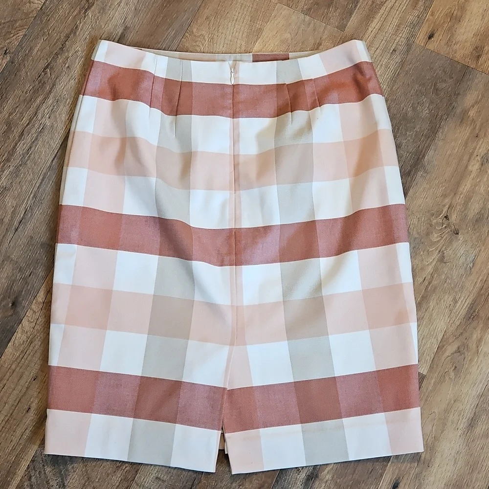 👗Ann Taylor Plaid Pencil Skirt - Pink and Cream